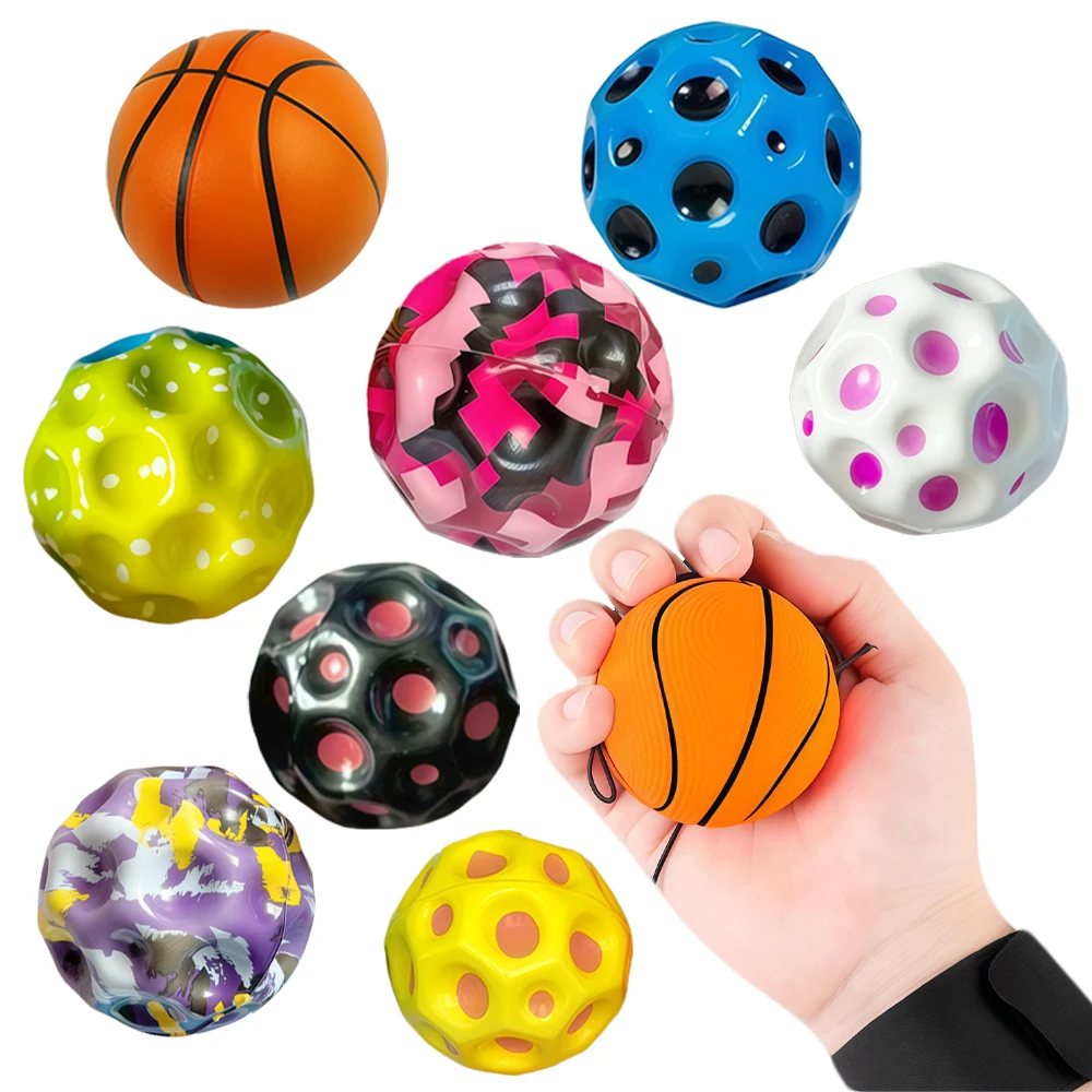 극도로 높게 튀는 달공 – 스트레스 해소 장난감, 손목 스트랩이 있는 야외 스포츠 공, 노인을 위한 장난감, 재미있는 파티 선물