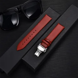 Ultra-thin Genuine Leather Strap 16mm 18mm 20mm 22mm with Automatic Butterfly Clasp for Samsung Galaxy Watch 4 Watchbands