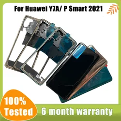 For Huawei Y7A Middle Frame Front Bezel Lcd Holder Metal Chassis Back Battery Cover Glass Housing Rear Door P Smart 2021