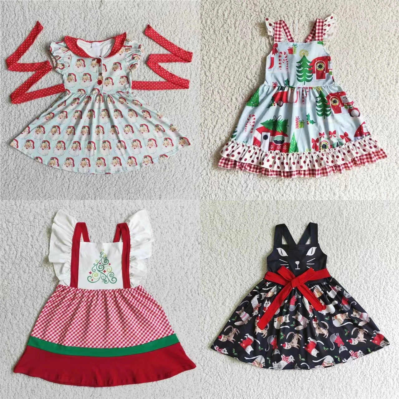 

Wholesale Baby Girl Merry Christmas Santa Dress Kids Children Toddler Ruffle Boutique Clothes