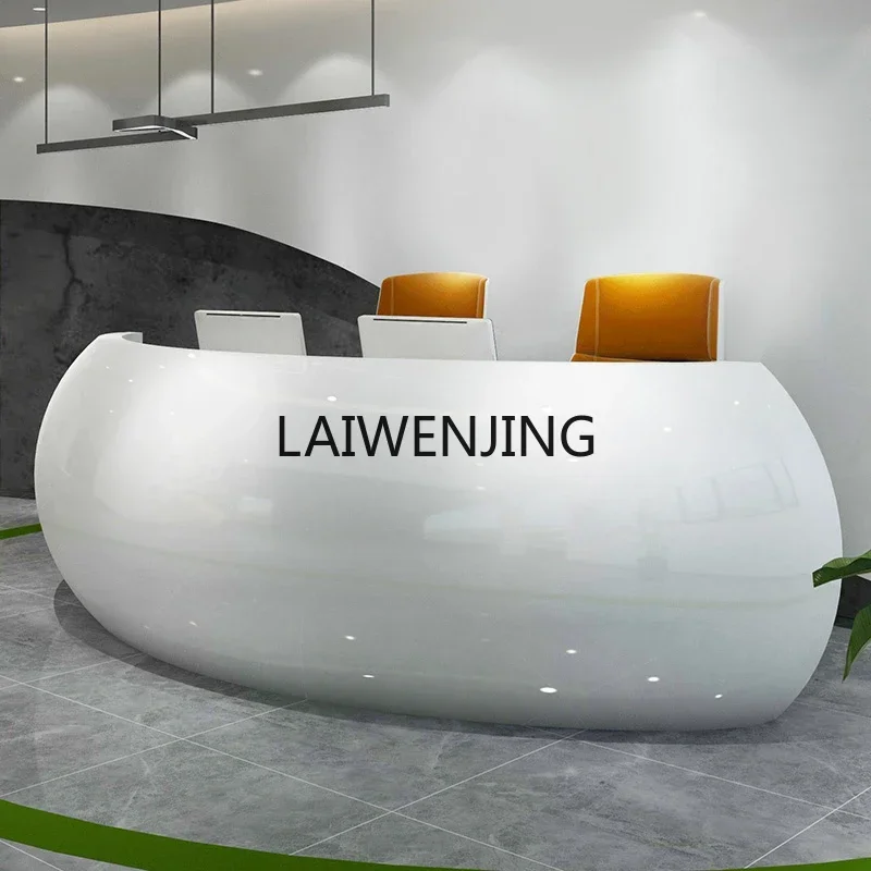 

HLZ front desk reception creative semicircular bar counter baking paint welcome office furniture curved front desk