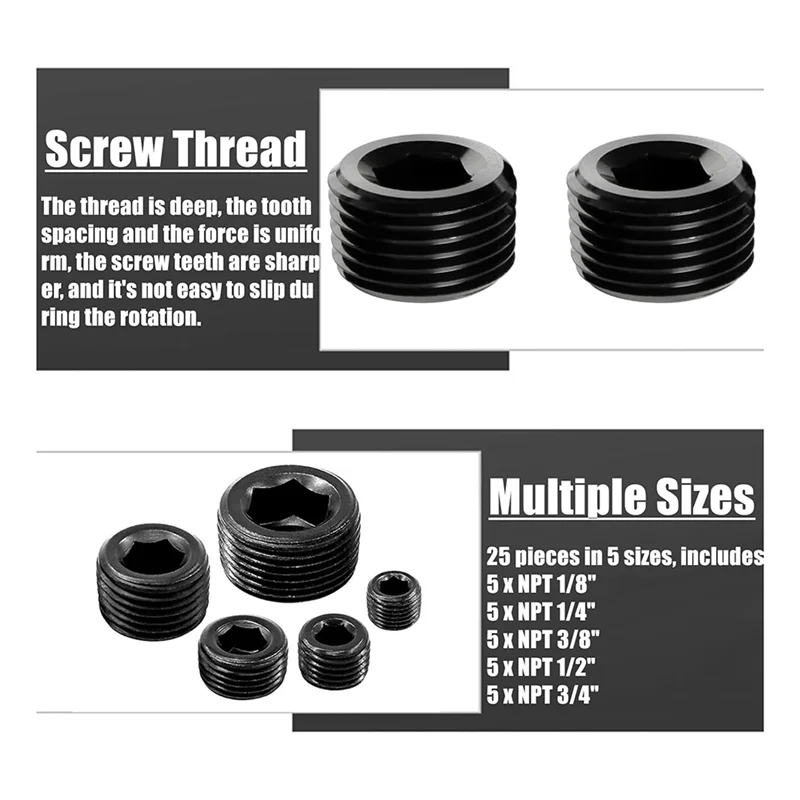 AAAC-Pipe Plug Fitting، 1/8 1/4 3/8 1/2 3/4In ذكر داخلي عرافة الموضوع المقبس وصلة أنابيب تركيب مجموعة متنوعة