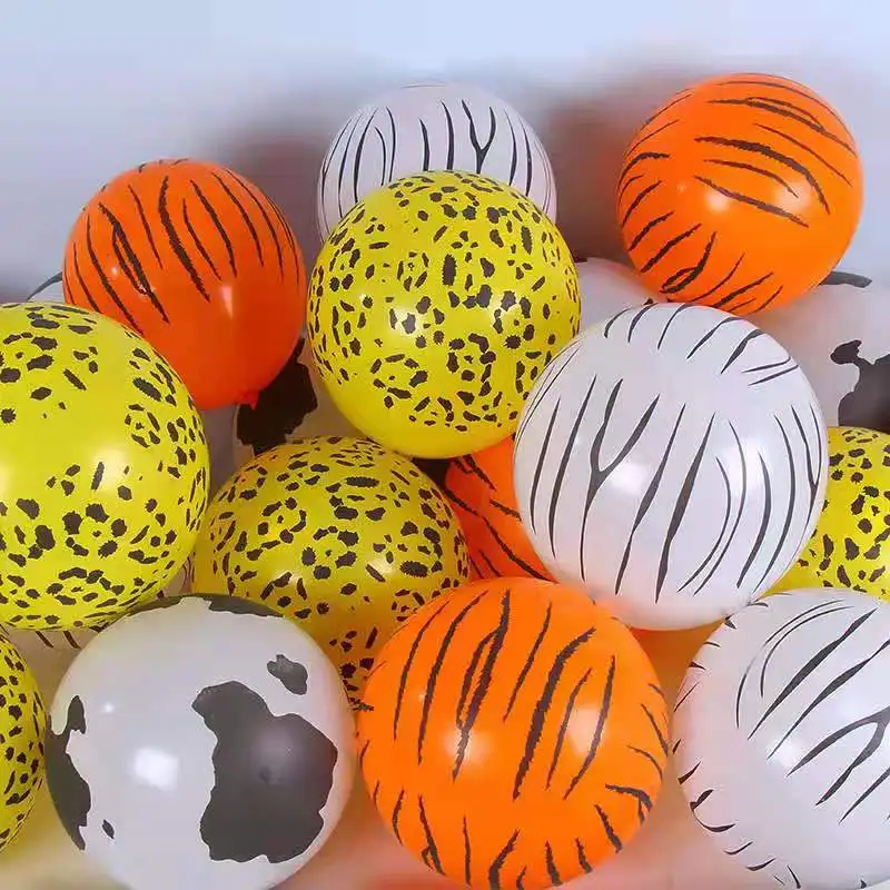 20pcs/set Tiger Leopard Zebra Print Animal Latex Balloons Baby Shower Party Decor Globos Kids Jungle Birthday Decoration Supplie