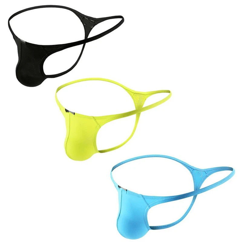 

3PCS Thongs Men's Underwear T Back G String Briefs Sexy Breathable Solid Lingerie Jockstrap Men Panties Thong Sissy Panties