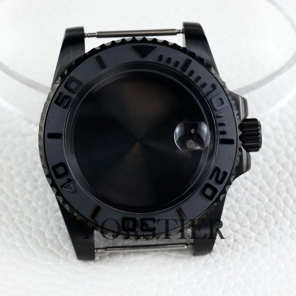 40mm NH35 Watch Case Black PVD for Yacht-master NH35 NH36 movement 28.5mm Dial Sapphire Glass Stainless steel SUB GMT Watch Case