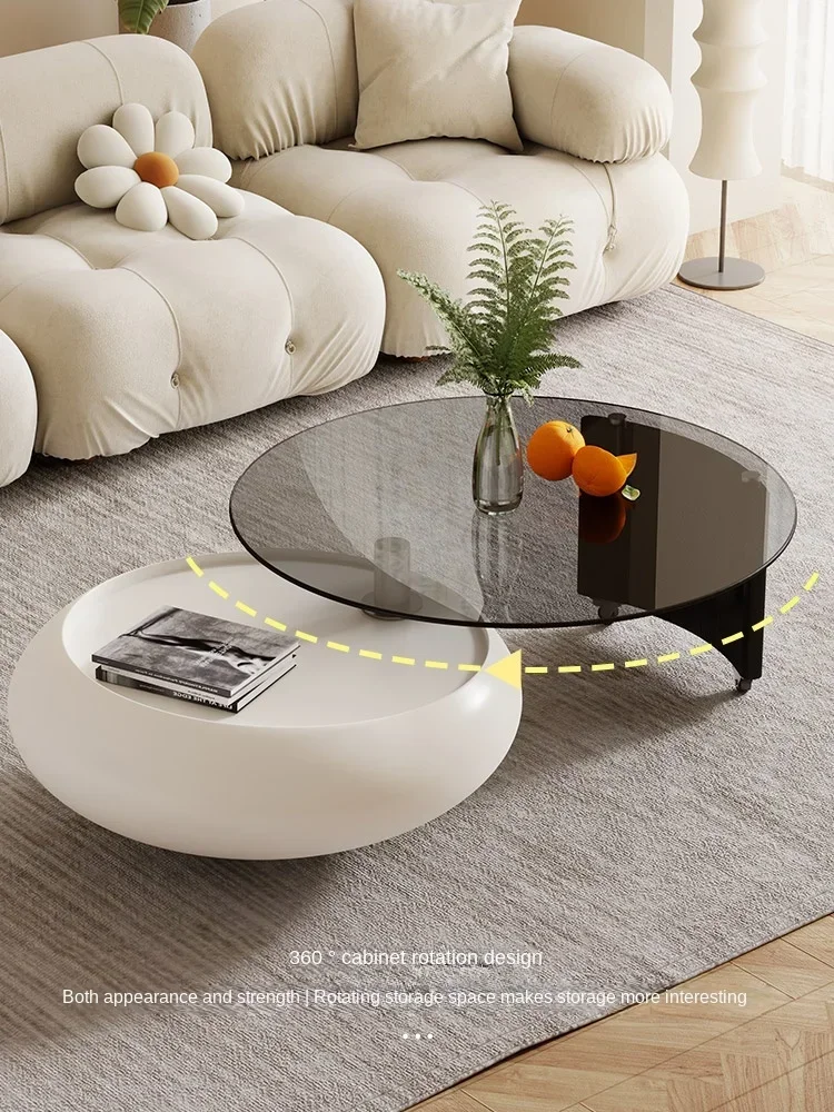 High-grade tempered glass coffee table Italian luxury round