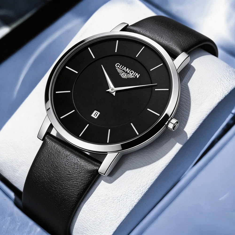 GUANQIN Men's Watches Minimalist Ultra-thin Original Brand Quartz Wristwatch 30M Waterproof Date Trend Fashion Dress 19084