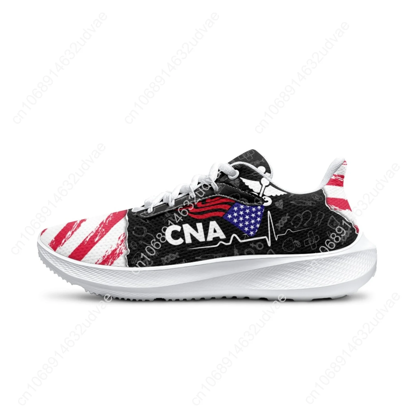 American Flag Running Shoes CNA Flag Printed Cartoon Medical Nurse Shoes Girls' Casual Fitness Sneakers Footwear