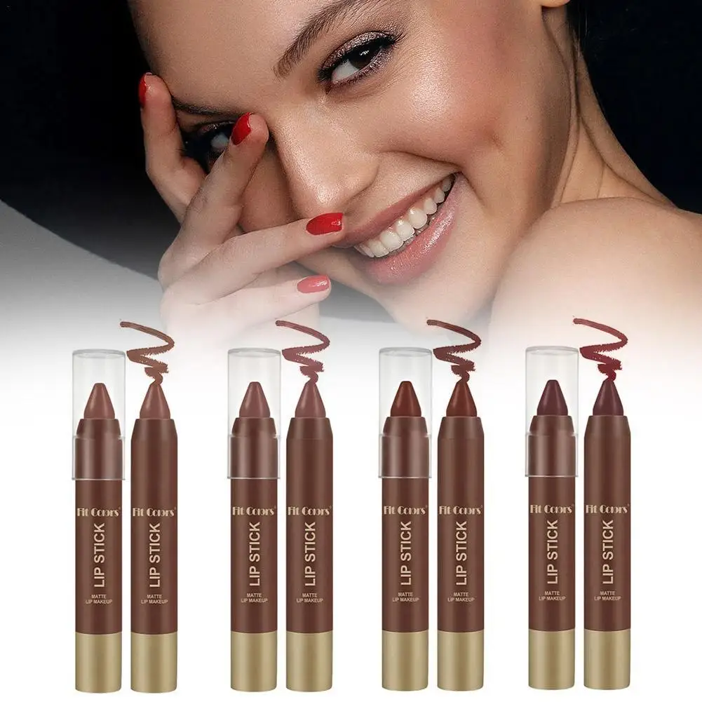 4 สีแมทลิปสติกปากกาไล่ระดับสีลิปไลเนอร์สีแดงสีน้ำตาลช็อกโกแลตลิปสติกดินสอติดทนกันน้ำเซ็กซี่ผู้หญิงแต่งหน้า