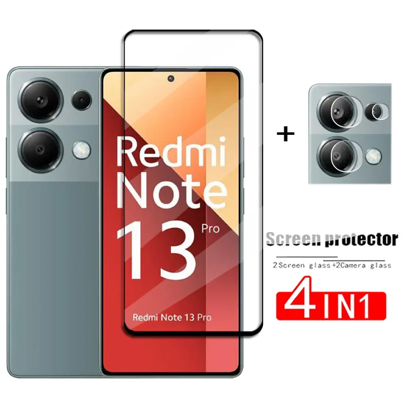 強化ガラススクリーンプロテクター,電話レンズ,redmi note 13 pro,4g,4in 1