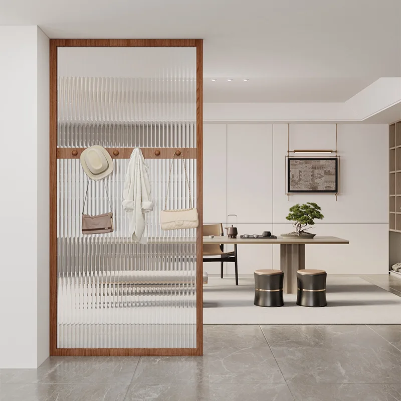Customized New Style Changhong Glass Partition Solid Wood Entryway Dining Room Living Room Grille Pattern Screen