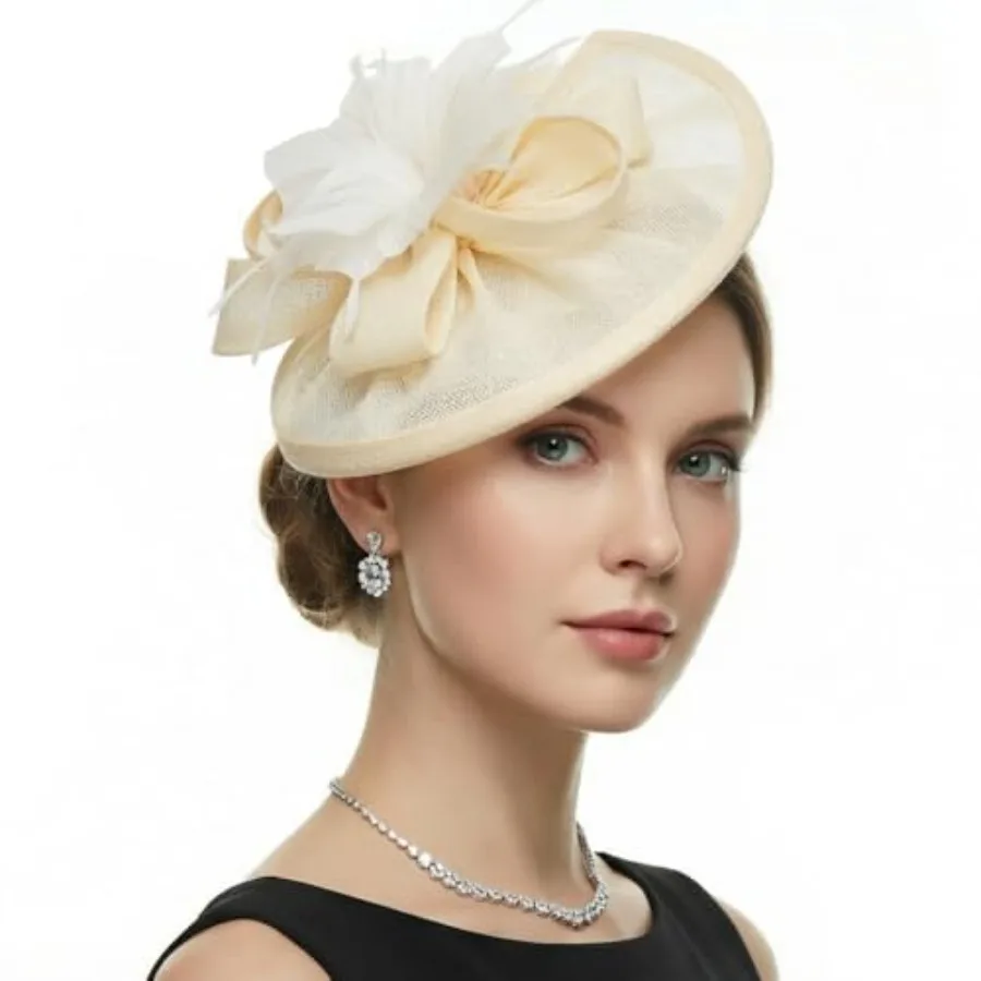 DRESHOW Fascinators Hat Feather Headband Women's Fascinators Tea Party Headwear with Clip Flower Head Band for Girls Women