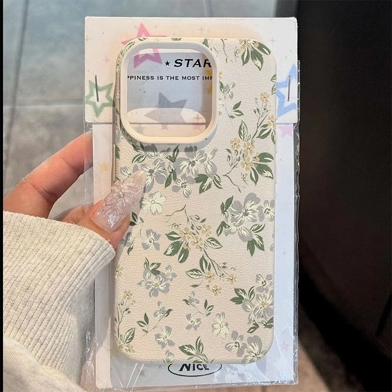 Purple Flower Green Leaf Print Phone Case For Samsung Galaxy S26 Ultra S25 S24 FE S23 S22 S21 Plus A17 A37 A57 A56 A54 A55 Cover