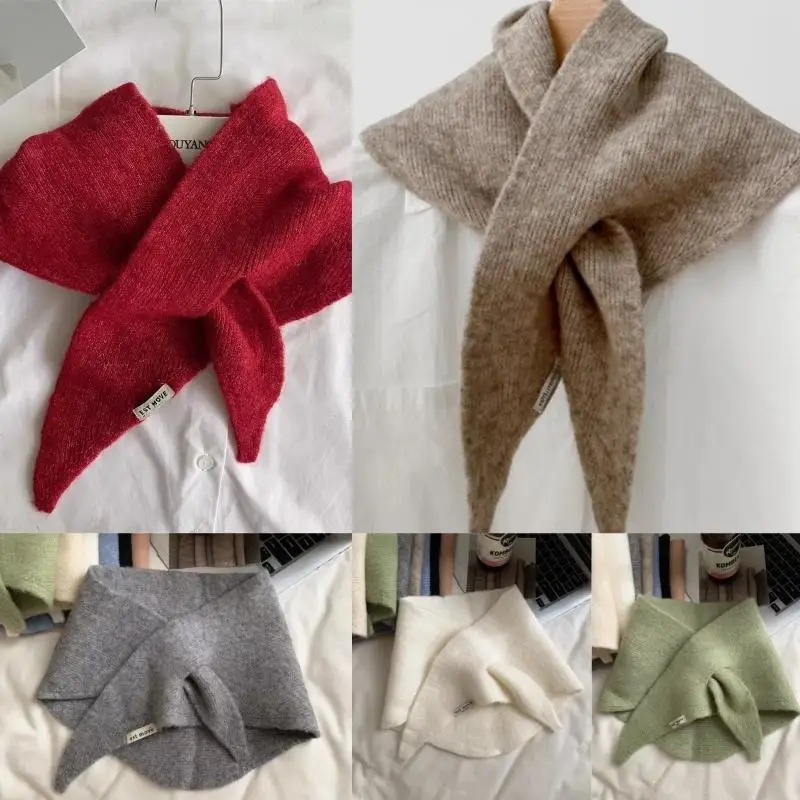 Sciarpa a collo incrociato calda multifunzionale autunno inverno Scaldacollo antivento Sciarpa lavorata a maglia triangolare calda Scialle a prova di freddo lavorato a maglia