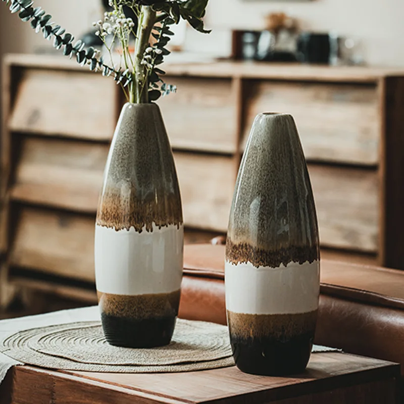 

YFY vase retro ceramic flower arrangement home living room ornament porch decoration high value desktop flower arrangement