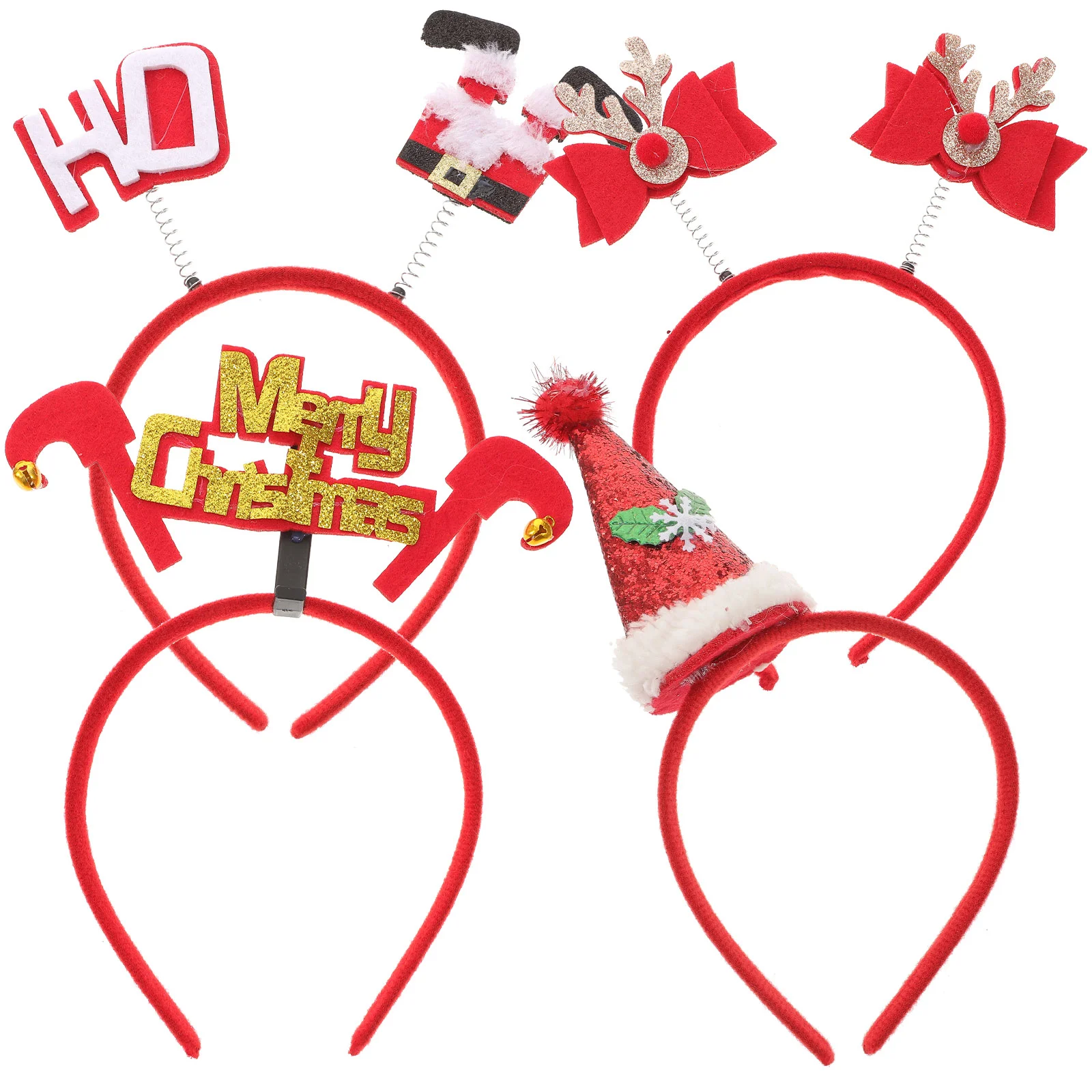 

4 Pcs Christmas Children's Headband Hair Bands Hat Hairbands Antler Hoop Headgear Cartoon Non-woven Headdress Environmental