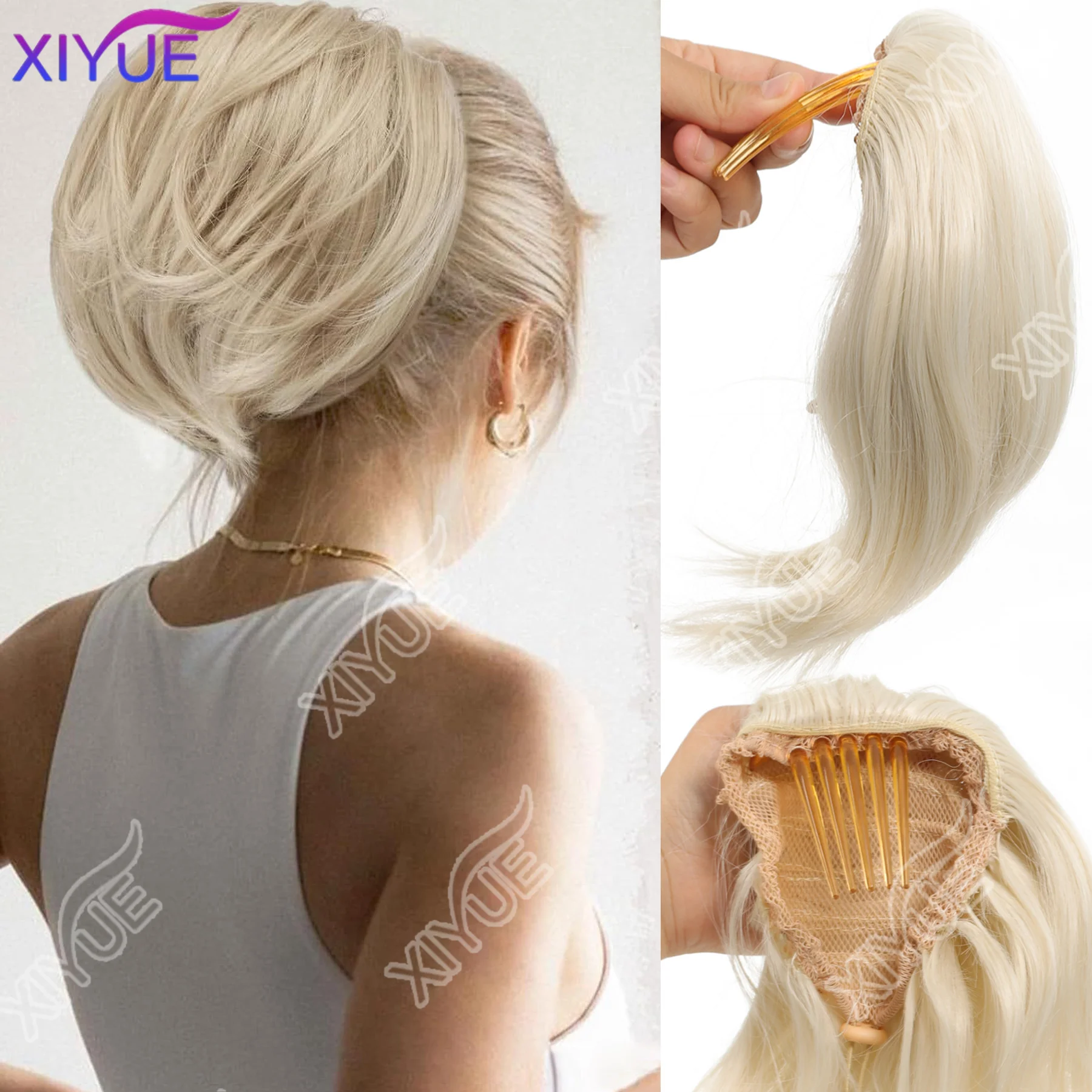 

Синтетический парик-хвост XY Comb с внутренней застежкой на пуговицах, короткий, с завязками, подходит для повседневного использования