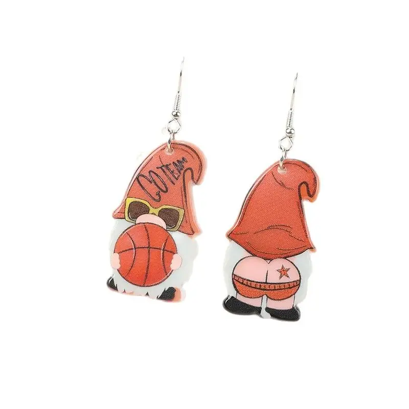 1Pair Gnome Charms Woman Drop Earrings Acrylic American Flag Basketball Baseball Jewelry For Woman Girl Holiday Birthday Gift