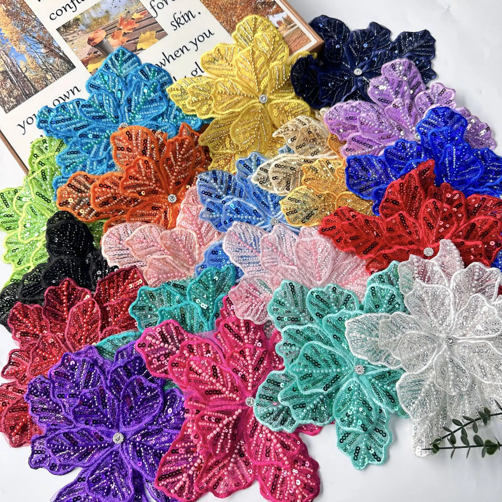 

Multi Colored Sequins, Three-dimensional Flowers, Dazzling Materials, Clothing, Hair Accessories Handmade Decorative Accessories