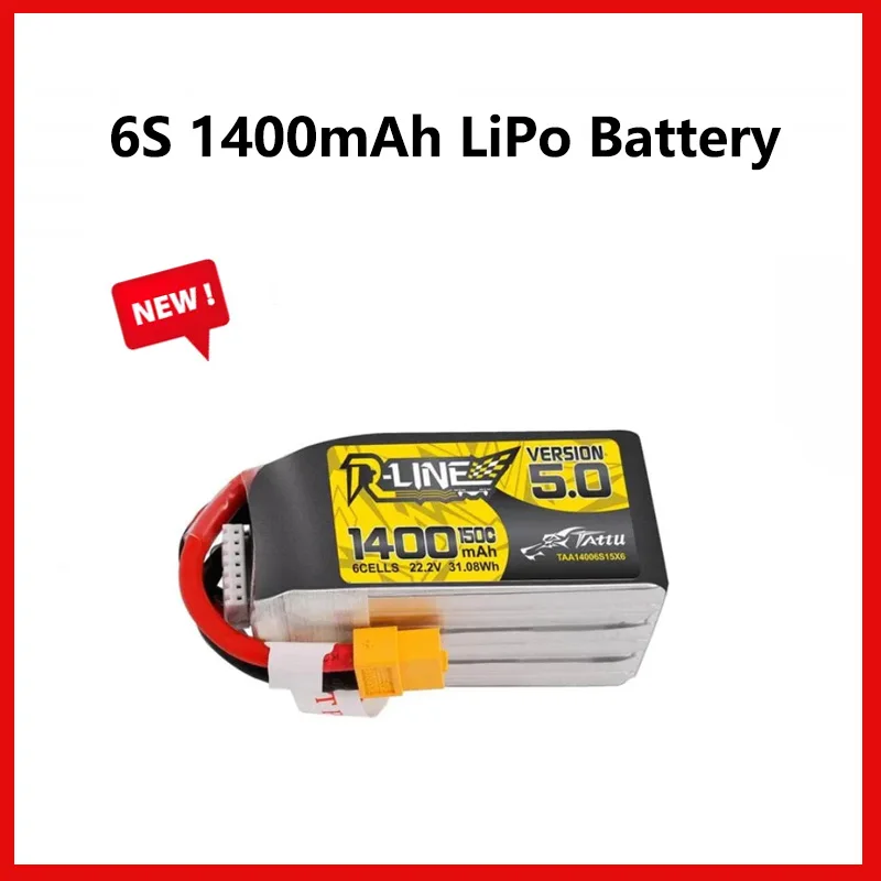 

Tattu R-Line Version 5.0 22.2V 6S 1400mAh 150C LiPo Battery XT60 Designed for Professional FPV Racing