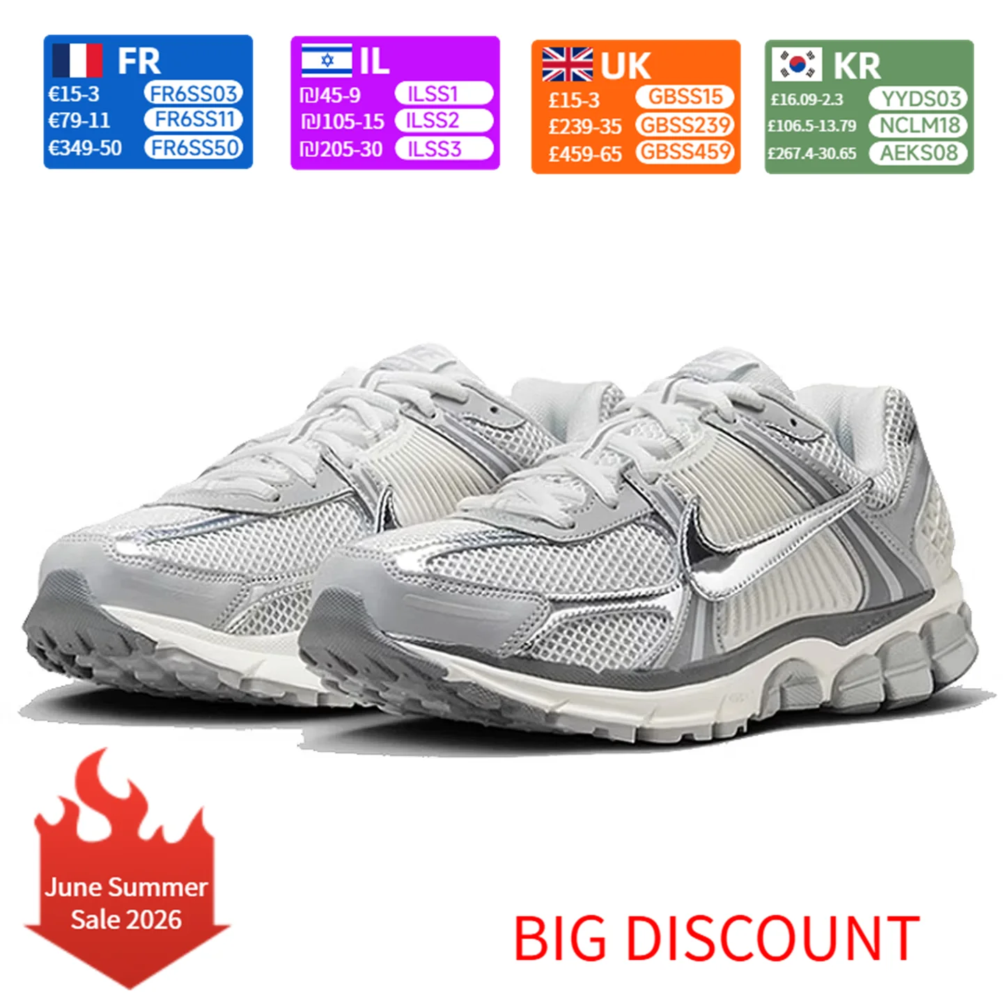 

Nike Vomero 5 Comfortable Soft Breathable Support Casual Running Shoes Unisex Silver Grey IM2219-121