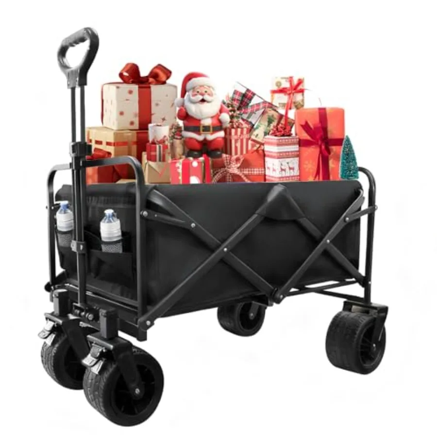 

Beach Cart with Big All-Terrain Wheels for Sand Air Sofa 440 LBS Capacity Foldable Collapsible Wagon with Cup Holders Utility C