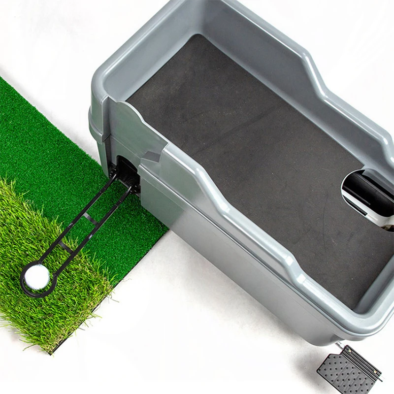 Semi-automatic golf ball dispenser, ball feeder, ball launcher, ball box, club rack, ball launcher