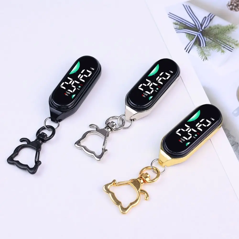 Digital Display Electronic Hanging Watch Waterproof Touch Screen Pocket Watch Keychain Luminous LED Watch Keychain Student Use