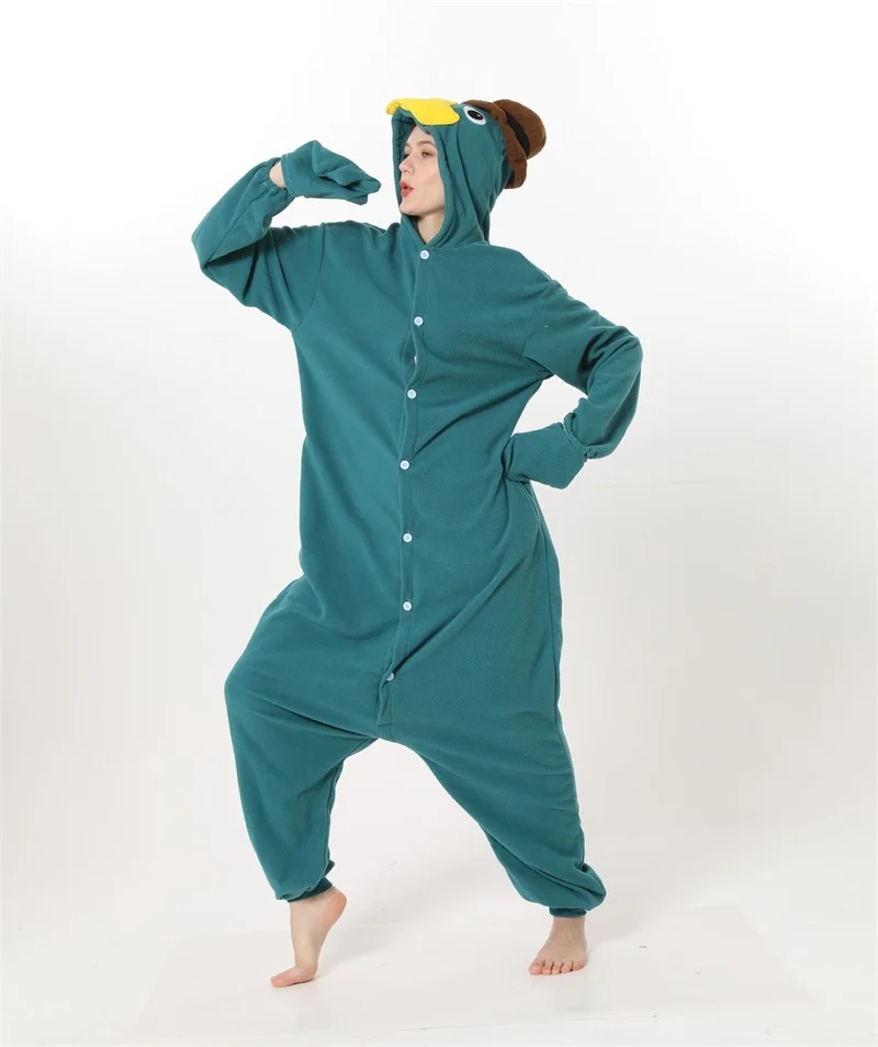 Kigurumi Adult Anime Monster Cosplay Costume Perry the Platypus Onesie Unisex Cartoon Pajamas Party For Female Male