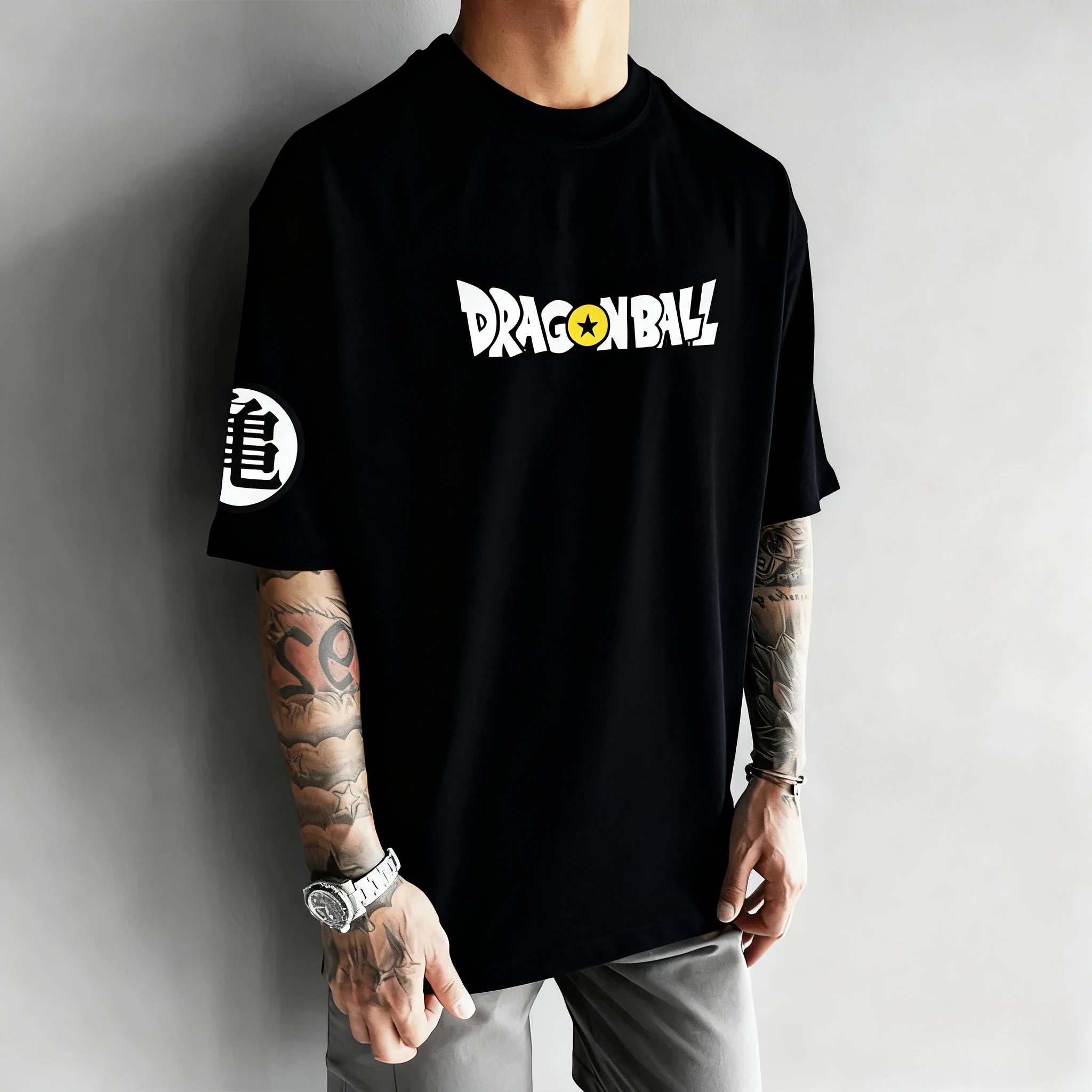 2026 Dragon Ball Anime Goku impreso puro algodón de manga corta Bandai suelta deportiva hombres y mujeres camisetas de cuello redondo