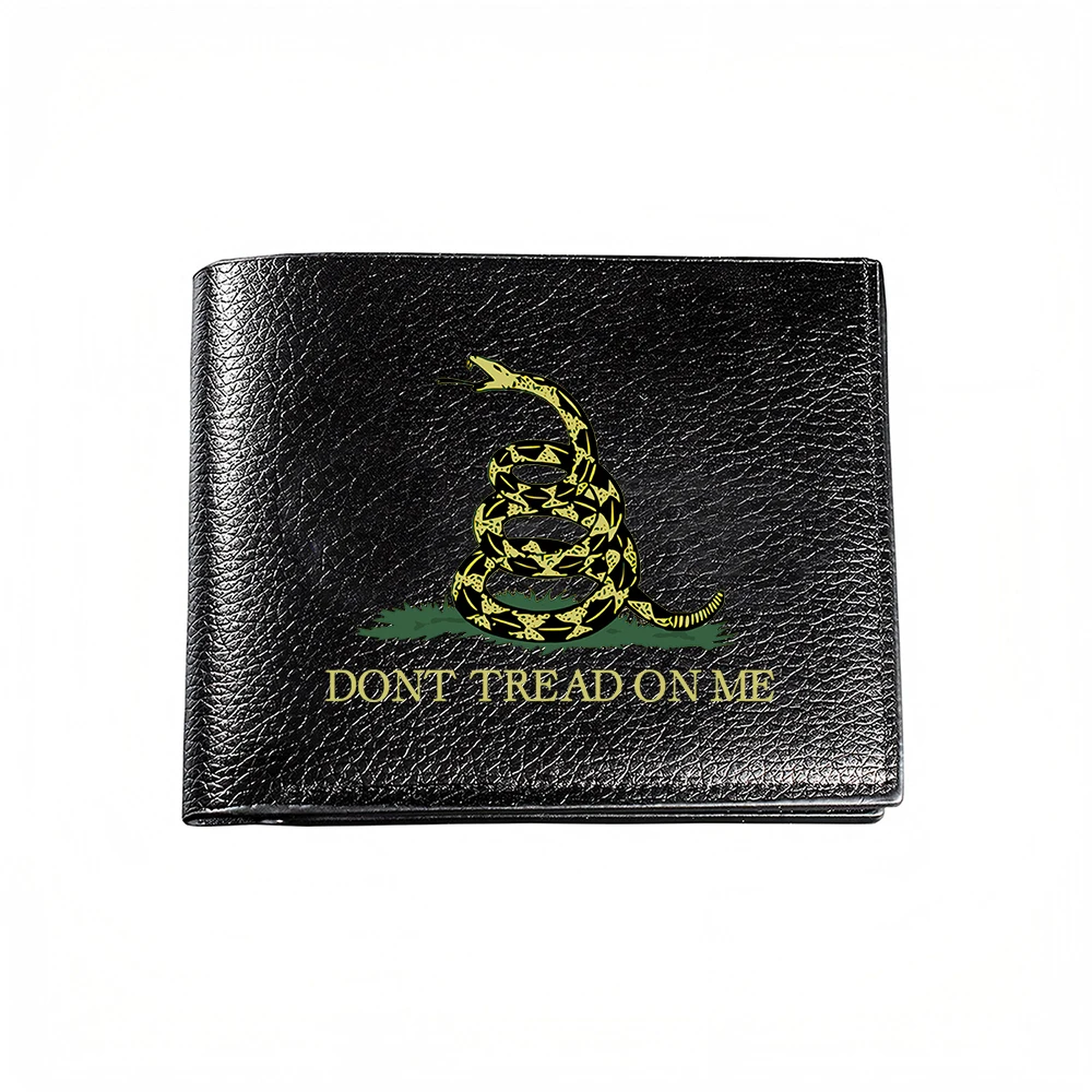 Coiled Snake With Don T Tread On Me Text Mens Wallet Card Holder Casual Business Fashion Print Design