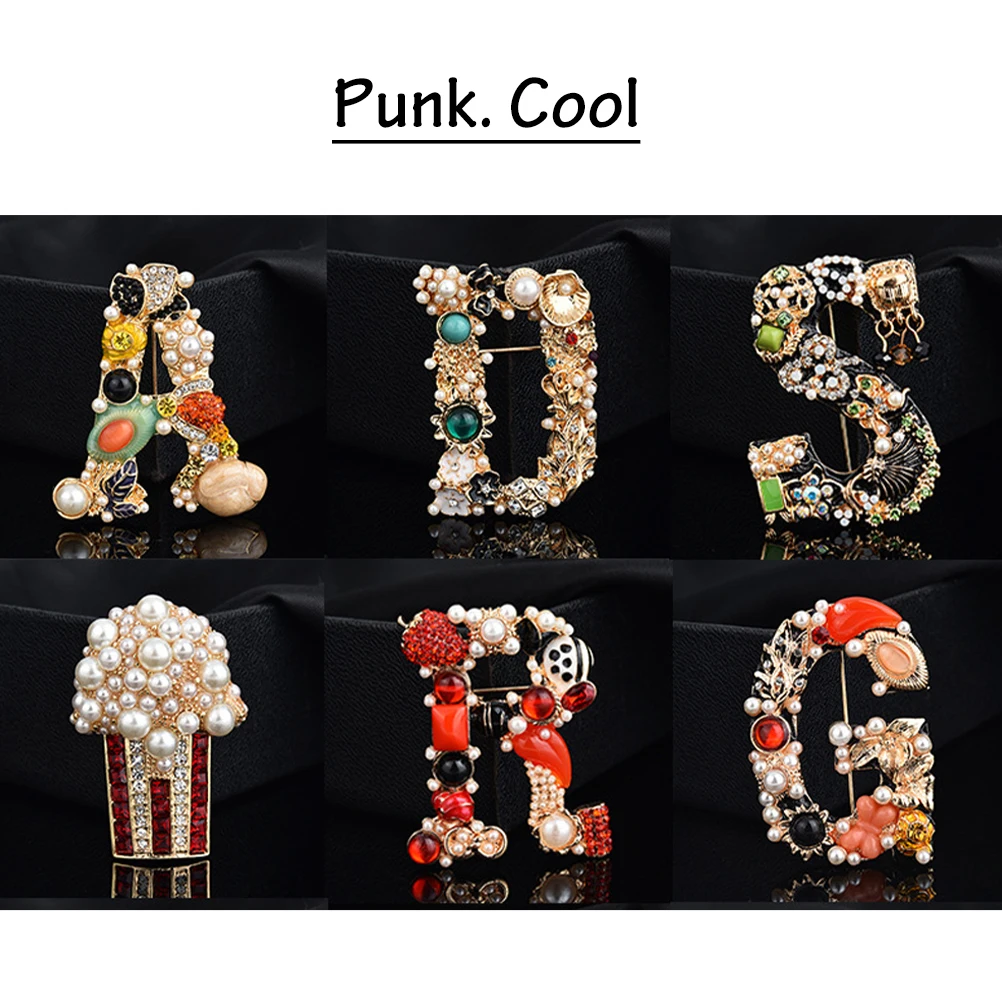 

Letter Brooch Decorative Colorful Breastpin Alloy Women Clothes Pin Fashion Party Accessories Wedding Prom Jewelry