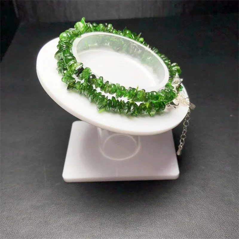 Natural Green Diopside Freeform Gravel Stone Bracelet Lrregular Chips Loose Beads For Jewelry For Women Christmas Gift