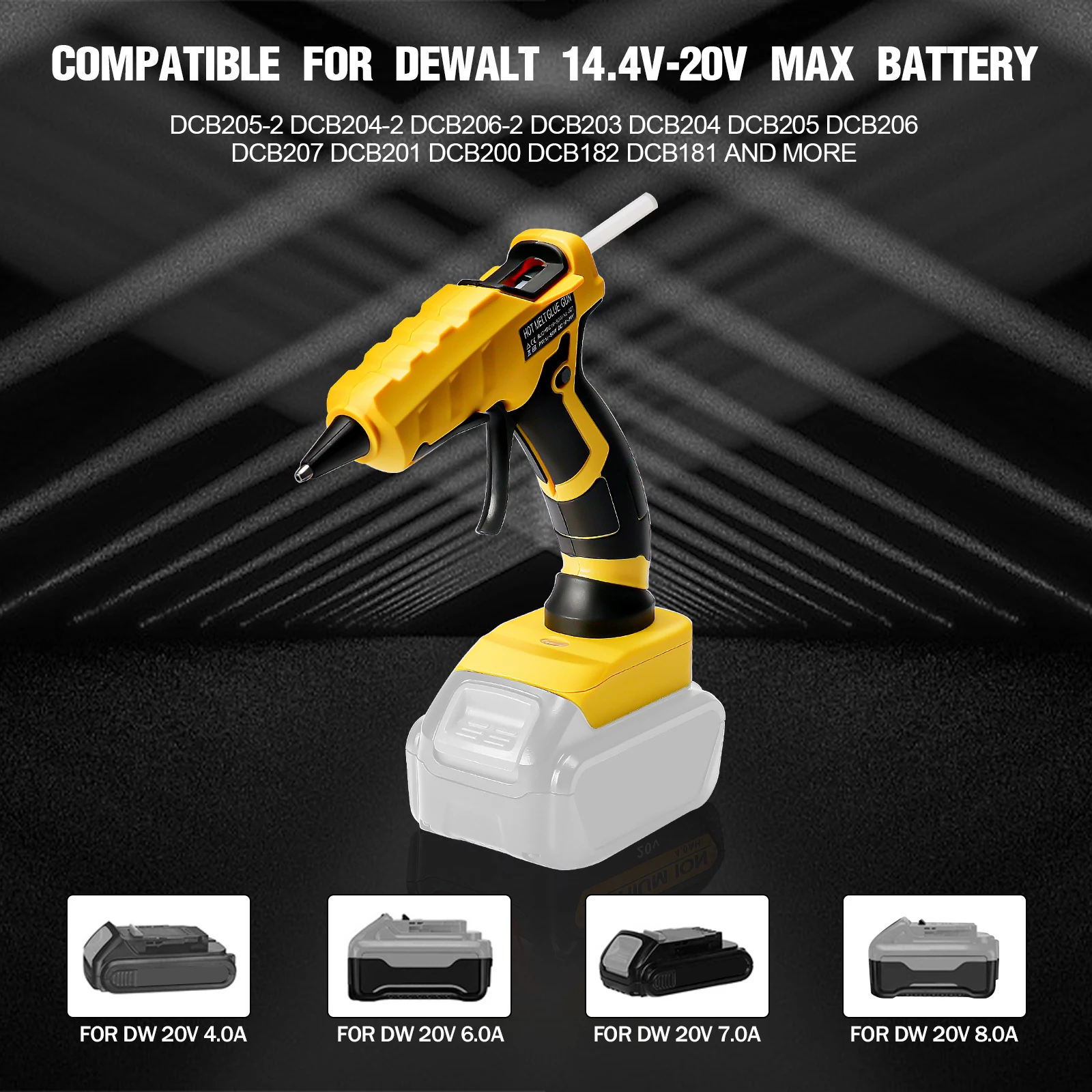 اللاسلكي صمغ يسيح بالحرارة بندقية سريع التسخين الغراء بندقية عدة مع 30 قطعة 7 مللي متر عصي الغراء لبطارية ديوالت 20 فولت (بدون بطارية) #4