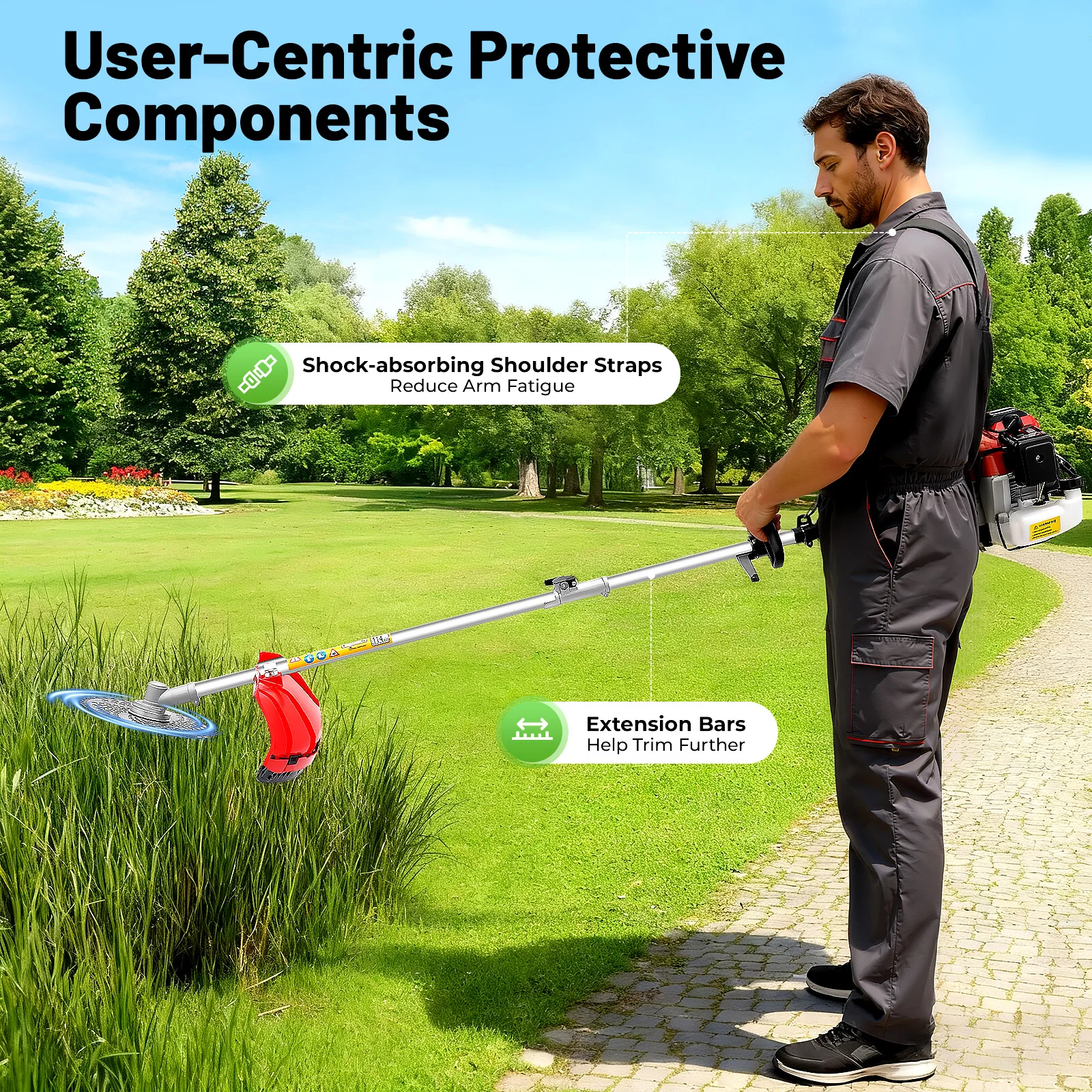 

Multifunction Brush Cutter 52cc 2 Stroke 10 in 1 Garden Tool Grass Trimmer Weed Whacker 8500 RPM Powerful for Lawn Yard Work