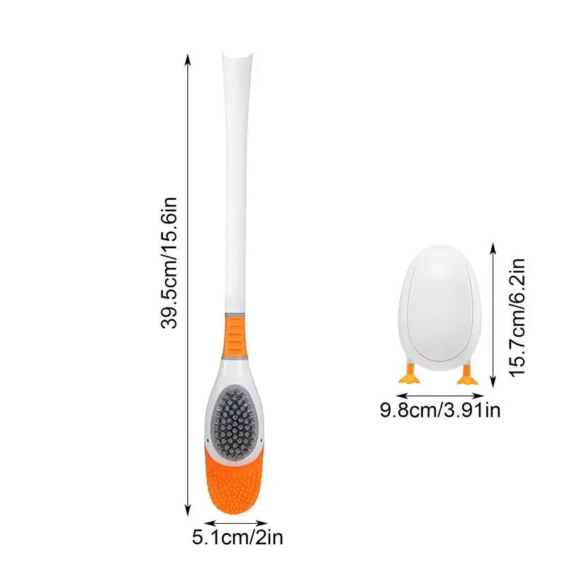 Cute Punch-Free Wall Mounted Toilet Brush With Drainable Base Long Handle Plastic Toilet Cleaning Brush Bathroom Accessories