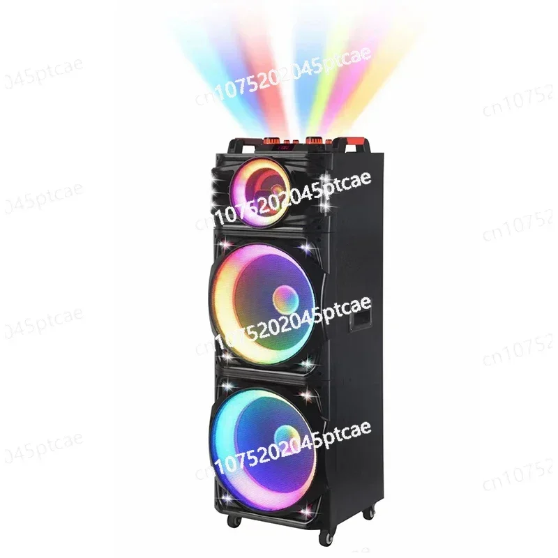 Double 15 Inch Bass 100 Watt Big Power Trolley Speaker USB/TF/FM/TWS/Remote Control/ Wireless Mic Outdoor NDR-1526