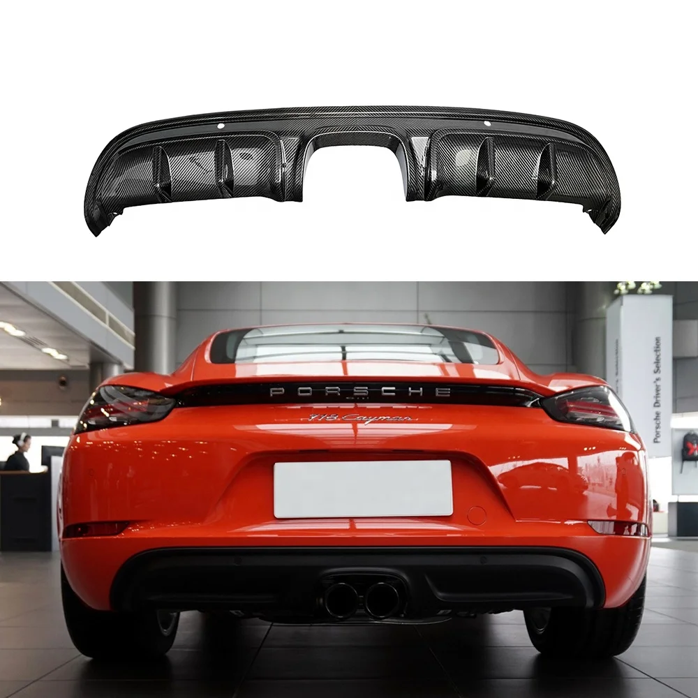 

718 Carbon Fiber Rear Bumper Lip For Porsche Carbon Diffuser Add On Style 2016+