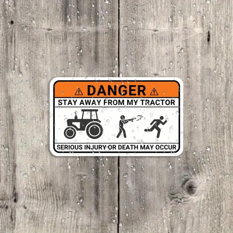 6Fun Farm Safety Warning Sticker - Tractor and Farmer Design