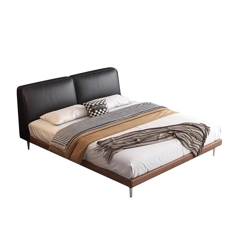 Nordic Style Modern Luxury Wooden Bedroom Furniture Soft Up-holstered Beds king Size Double Bed Frame Marriage  Designs 2025