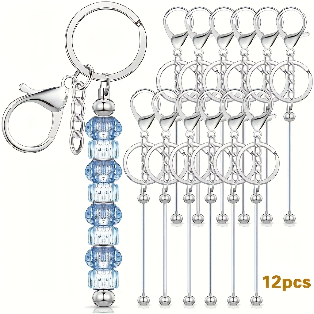 

12pcs DIY Metal Keychain Jewelry Pendant Set Fashionable Mobile Phone Chain Bag Hanger Decoration Unfinished Crafts without Bea
