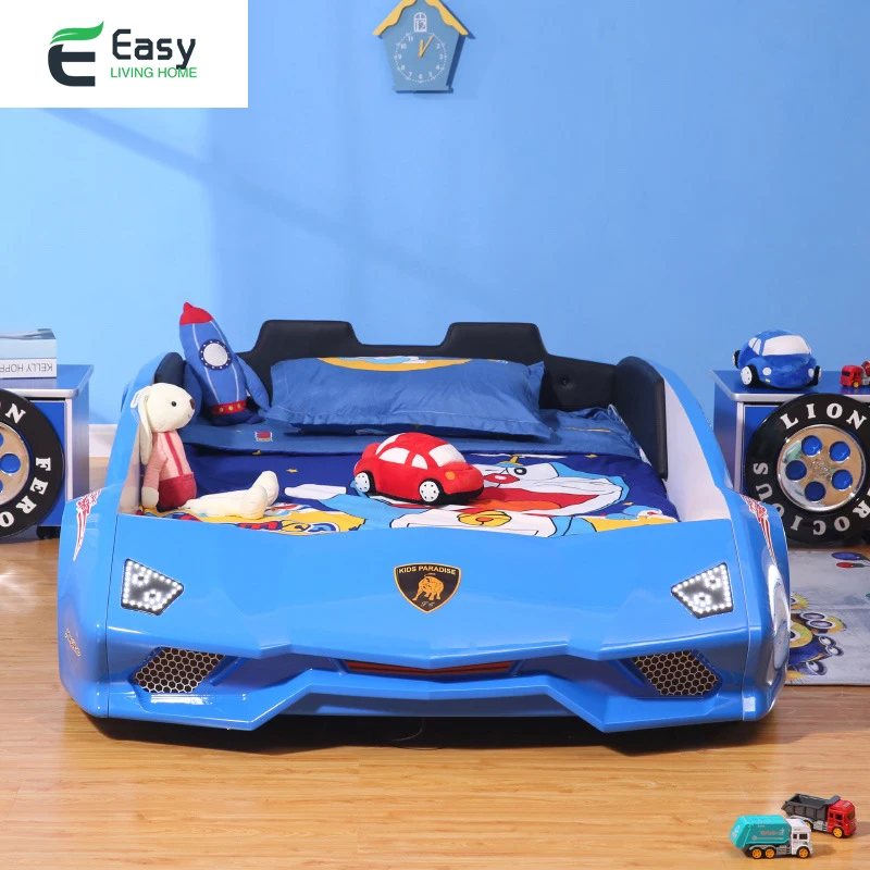 أثاث المصنع سرير سيارات سباق للأطفال حديث للبيع مع مكبر صوت للسيارة وموسيقى