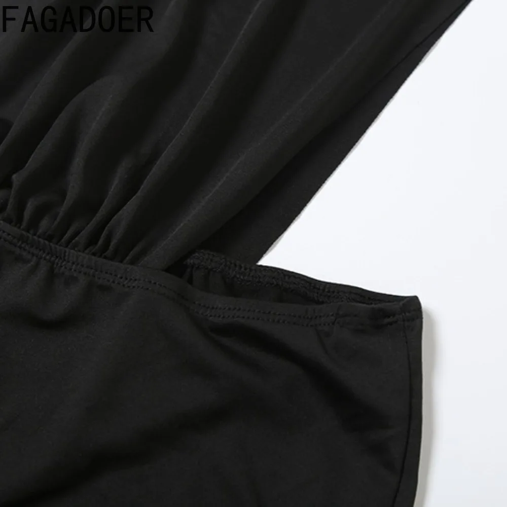 FAGADOER Sexy Side Hollow Bodycon Rompers Women Solid Color Sleeveless One Piece Jumpsuits Female Clubwear Overalls 2025 New