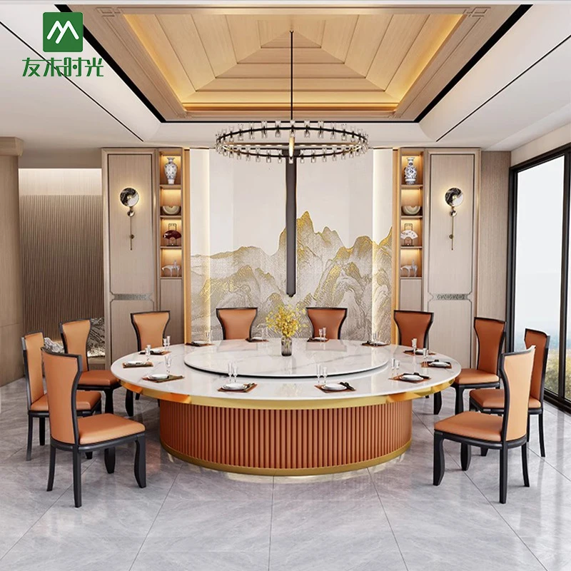 Restaurant Booth SetSlate Rotating Commercial Use, Hotel Large Round Table, Restaurant And Club Private Room Automatic R