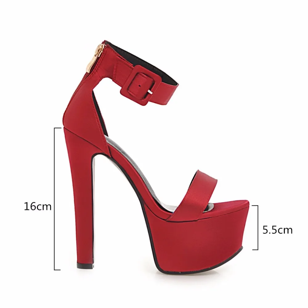 Red 16cm High Heels Platform Summer Women Sandals Sexy Blue Silk Flip Flops Straps Party Wedding Evening Shoes Ladies Large Size