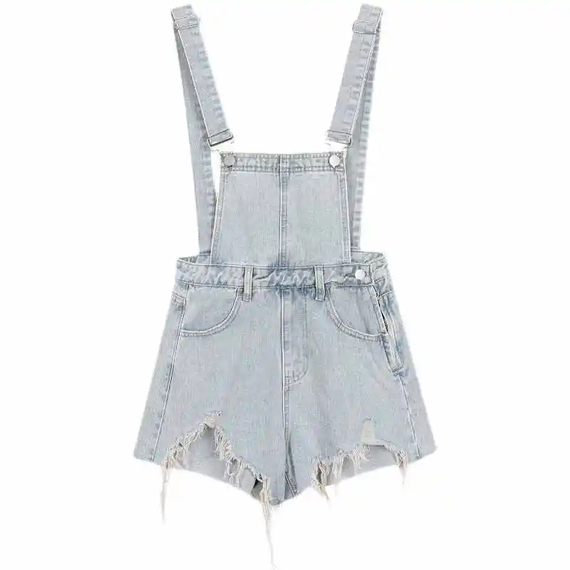 

Rompers Woman Playsuits Tailored Shape Combining Functionality Sweet Pink Halterneck Dungarees Baggy Allmatch Brown Ripped