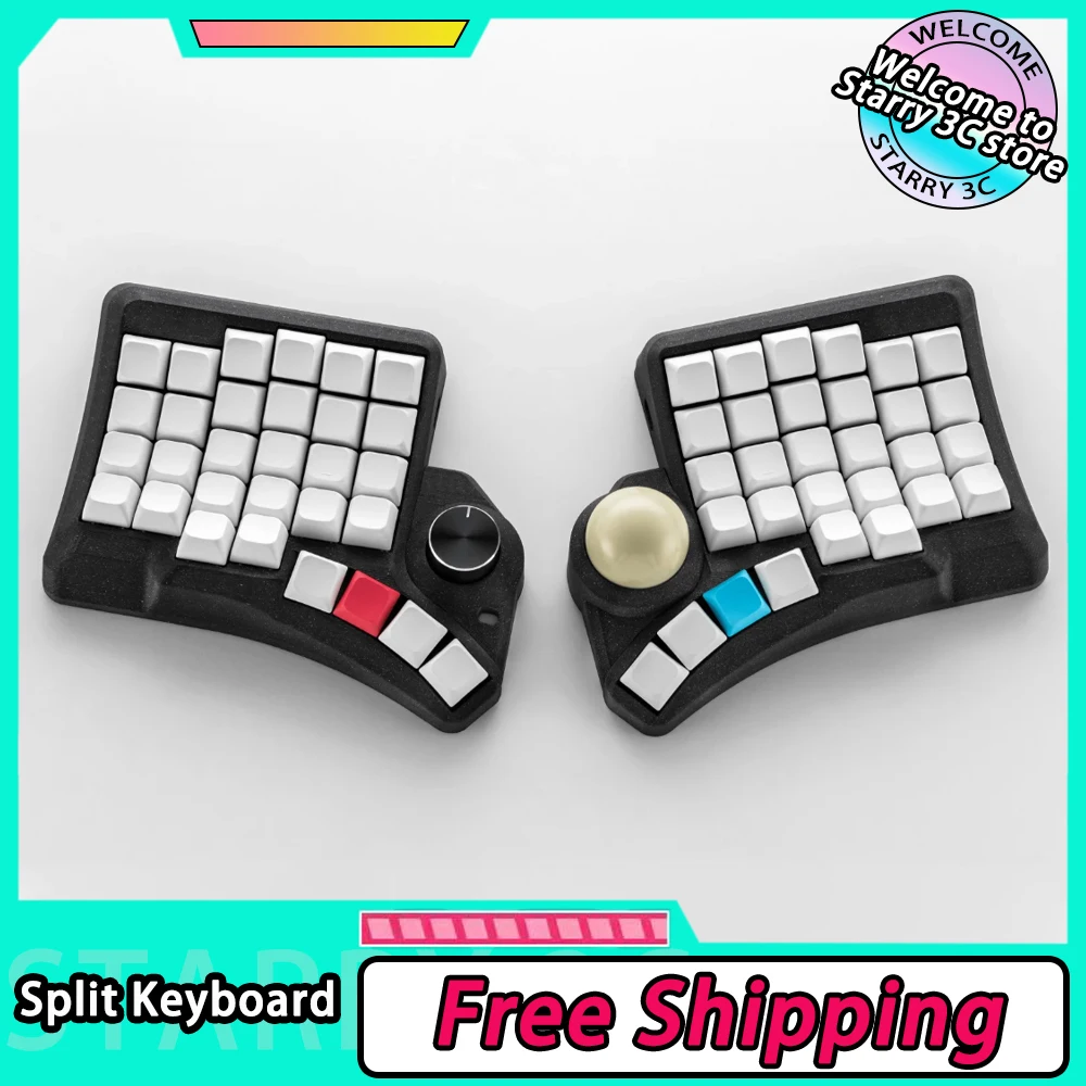 

Комплект изогнутой разделенной клавиатуры Drifter V2, проводная с трекболом, поддержка горячей замены, воАЛ, эргономичная изогнутая механическая клавиатура