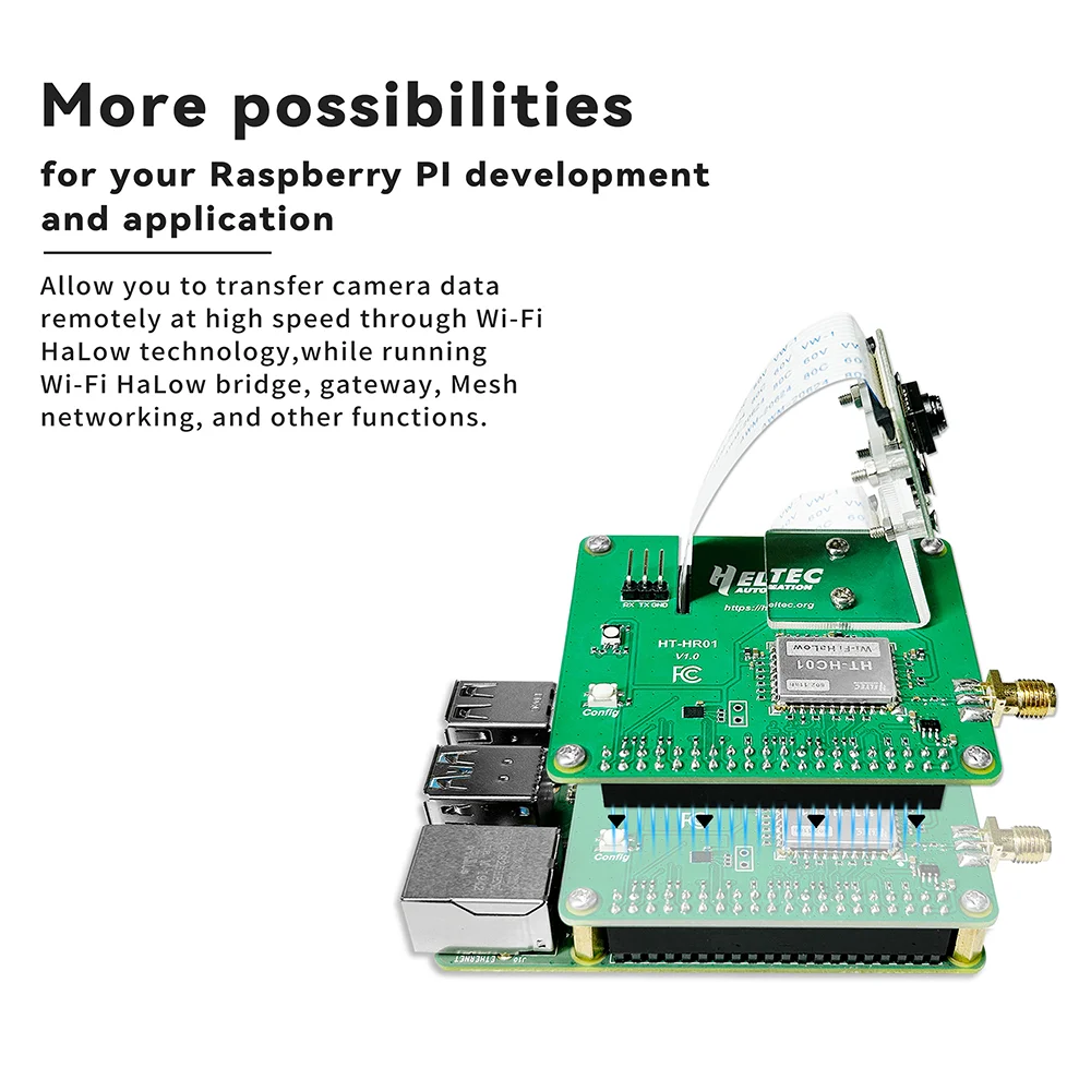 Heltec Pi-CamLow Raspberry Pi HOED 5MP Camera Wi-Fi HaLow Module Pi-CamLow Raspberry Pi HOED 5MP Camera 2 km bereik 32,5 Mbps High-Sp