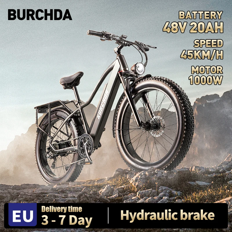 BURCHDA Electric Bicycle 1500W City Road Bicycles 48V20AH Adult Mountain MTB E-Bike 26Inch Fat Tire Cycling Bike RX20