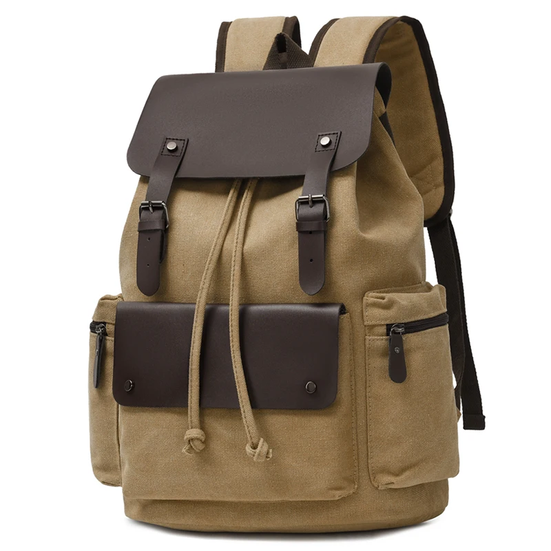 고품질 여성 캔버스 배낭 대용량 숙녀 어깨 여행 가방 캐주얼 여성 큰 Drawstring 컴퓨터 배낭